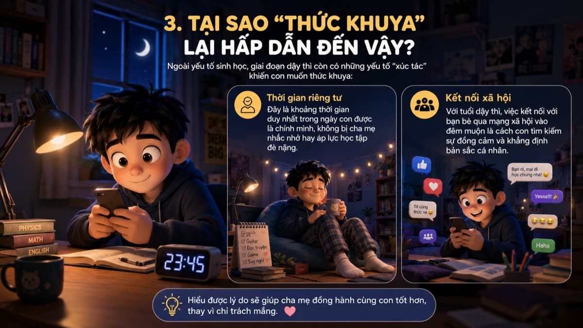 Tại Sao Học Sinh Tuổi Dậy Thì Lại "Tự Nhiên" Thích Thức Khuya?