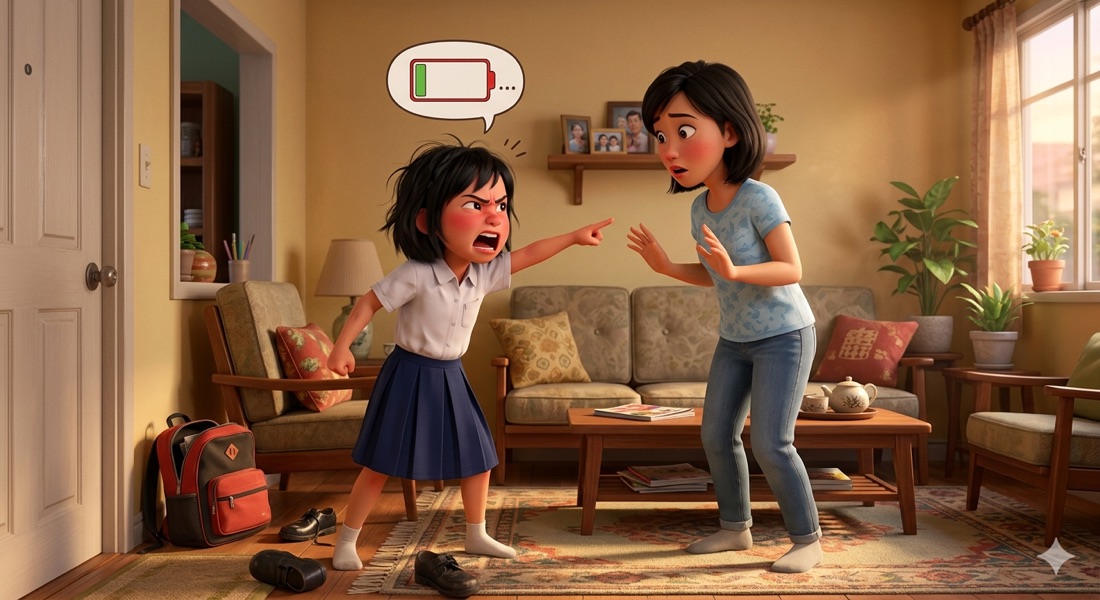 Con bùng nổ cảm xúc, cạn kiệt năng lượng sau giờ học